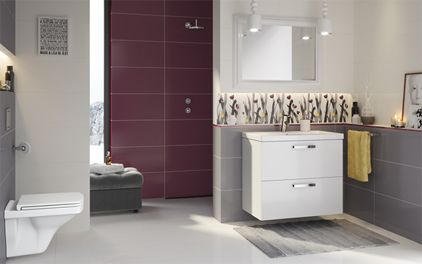 Modna łazienka, intensywne kolory, fot.: Cersanit